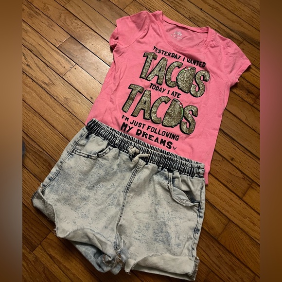 Stonewash Jean Shorts Denim Shortie Cutoff Jorts art class Girls 10/12 - Picture 8 of 8